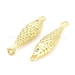 Breloques connecteurs en forme de poisson en laiton micro pavé et zircone cubique transparente&nbsp;KK-H527-37G
