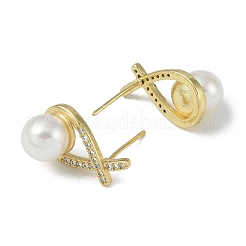 Gestell aus Messing mit ABS-Perlenimitation&nbsp;EJEW-U006-04G