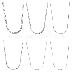 6 Stück 6 Stile Edelstahlkabel & Schlange & Seil & Kastenkette Halsketten Set für Männer Frauen&nbsp;NJEW-TA0001-14