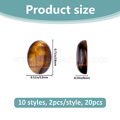 20 Stück 10 Stile natürliche & synthetische gemischte Edelstein-Cabochons mit flacher Rückseite&nbsp;G-FH0002-69