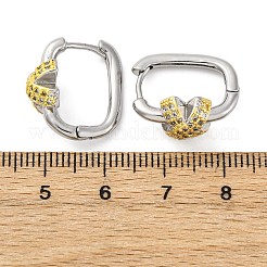 Pendientes de aro con micropavé de latón en forma de X y circonitas cúbicas transparentes&nbsp;EJEW-H158-18A-GP