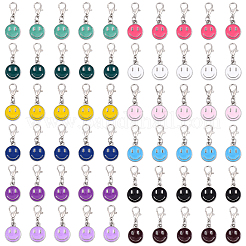 60 ciondolo decorativo in lega smaltata a forma di volto sorridente&nbsp;HJEW-YW00137