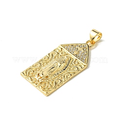 Colgantes de circonita cúbica transparentes micro pavé de latón chapado en oro real 18k&nbsp;KK-H472-36A-G