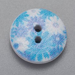 Boutons en bois imprimé avec 2 trou&nbsp;WOOD-TAC0003-51
