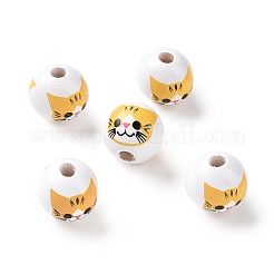 Perles européennes en bois imprimées&nbsp;WOOD-B005-01A