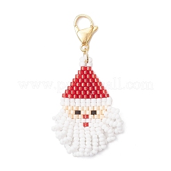 Pendentifs décoratifs en perles de verre représentant le Père Noël&nbsp;HJEW-MZ00319