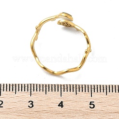 Anillos de puño de concha de paua de acero inoxidable 304 con forma de hoja y plano y redondos para mujer&nbsp;RJEW-G346-01G-01