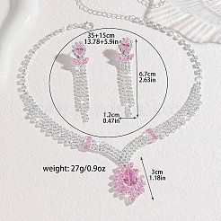 Halsketten mit Strassanhängern aus Messing und Ohrstecker-Sets mit Quasten für Damen&nbsp;FS-WG4AC56-01