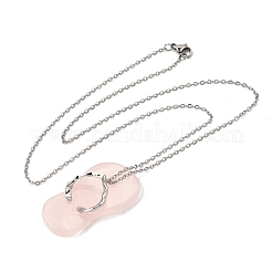 Ciondolo infradito in lega di quarzo rosa naturale&nbsp;GG-CBAFD22-01B-01