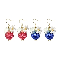 2 paire de boucles d'oreilles pendantes en plastique ABS imitation perles en forme de fraise&nbsp;EJEW-JE06761