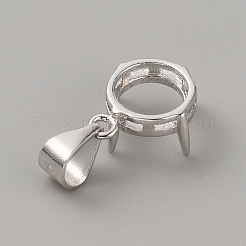 925 colgante cabujón de plata de primera ley con baño de rodio y engastes abiertos&nbsp;STER-WH0010-28