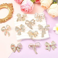 10 Stück 10 Stile Bowknot Legierung Strass Broschen&nbsp;JEWB-CJ0001-76