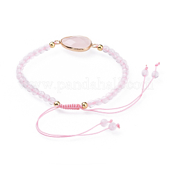 Bracelets réglables en quartz tressé de quartz rose naturel&nbsp;BJEW-JB04559-04