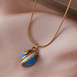 Colliers pendentifs demi-ovales vintage européens en acier inoxydable 304 pour femmes&nbsp;PK1289