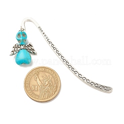 Marcapáginas turquesa sintético teñido calavera con alas&nbsp;AJEW-JK00180-04