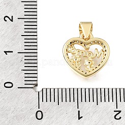 Pendentifs en laiton avec micro pavé de zircone cubique transparent pour la fête des mères&nbsp;KK-E802-20G