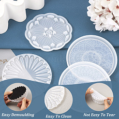 4 Stück 4-Stil-DIY-Silikon-Mandala-Muster-Untersetzerformen&nbsp;DIY-TA0006-42