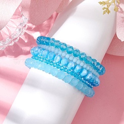 5 Stück 5 Stile facettierte runde Glasperlen Stretch-Armband-Sets&nbsp;BJEW-JB10423-05
