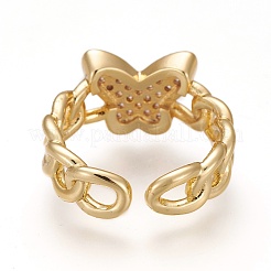 Anelli di polsino in zircone chiaro con micro pavè di ottone&nbsp;RJEW-Z003-09G