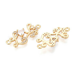 Messing Pavé klare Zirkonia Wort Liebe Verbinder/Connector Charms&nbsp;KK-T077-65G