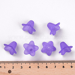 Perles pourpres de fleurs en acrylique transparent mat&nbsp;X-PLF018-15