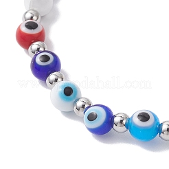 Bracelets extensibles faits à la main en perles de verre contre le mauvais œil pour femmes&nbsp;BJEW-JB12290-01