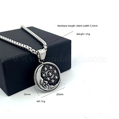 Herren-Halskette mit Mond- und Sternanhänger aus Edelstahl 304 im Punk-Vintage-Stil&nbsp;LK3922