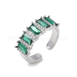 Anillos abiertos de latón con micropavé de circonitas cúbicas para mujer&nbsp;RJEW-L343-16P-03