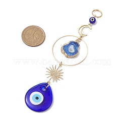 Pendentifs en forme de larme faits à la main avec des décorations de pendentifs mauvais œil&nbsp;HJEW-JM02315