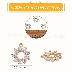 6 pezzo fiore trasparente cubic zirconia pendente di fascino anello in ottone fascino pendente placcato di lunga durata per gioielli collana braccialetto orecchino fare artigianato&nbsp;JX402A