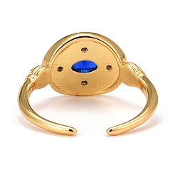 Véritable bague de manchette en laiton plaqué or 18 carat avec zircone cubique&nbsp;RJEW-C014-02