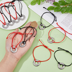 10 Stück 2 Farben umweltfreundliche koreanische geflochtene Perlenarmbänder aus gewachstem Polyester&nbsp;BJEW-DC00004