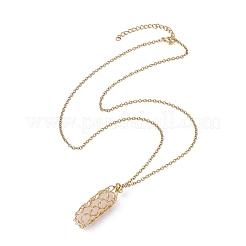 Collares con colgante de bala de piedras preciosas naturales mezcladas&nbsp;NJEW-JN04529-02