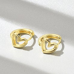 Orecchini a cerchio in ottone a forma di cuore cavo&nbsp;EJEW-D311-110G