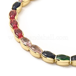 Verstellbare Armbänder aus Messing mit kubischem Zirkonia und kastenförmiger Kette&nbsp;BJEW-A132-23G