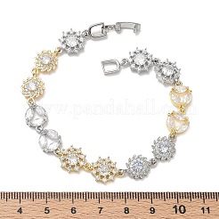 Bracelets à maillons en laiton micro pavé en oxyde de zirconium transparent pour femmes&nbsp;BJEW-C156-06A-GP