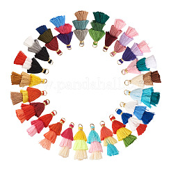 96 Stück 24 Farben Polycotton (Polyester Baumwolle) Quaste Anhänger Dekorationen&nbsp;FIND-TA0001-27