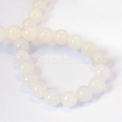 Natürliche weiße Jade runde Perle Stränge&nbsp;G-E334-10mm-13