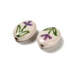 Perles en porcelaine faites à la main imprimées sur le thème des fleurs&nbsp;LS-LAMP-D303-06E-04