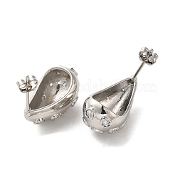 Orecchini a bottone in ottone con zirconi cubici&nbsp;EJEW-G381-01P