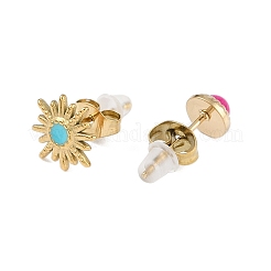 Boucles d'oreilles à tige en acier inoxydable 304 avec strass et teinture&nbsp;EJEW-S224-04G-01
