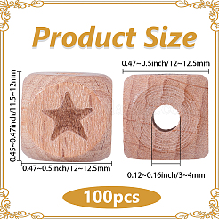100 pieza de cuentas de madera de haya grabadas&nbsp;WOOD-PA0001-86A