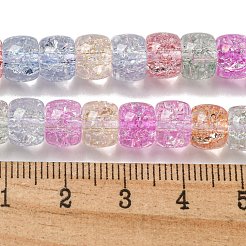 Fili di perline di vetro screpolato con verniciatura a spruzzo trasparente&nbsp;GLAA-NH0001-05A