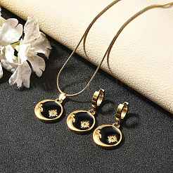 Set di collane con ciondolo in smalto e strass in acciaio inossidabile 304 e orecchini a cerchio per donna&nbsp;SJEW-C007-02G-01