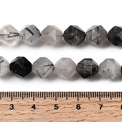 Natürliche turmalinierte Quarz / schwarze Rutilquarz Perlen Stränge&nbsp;G-Z119-A15-03
