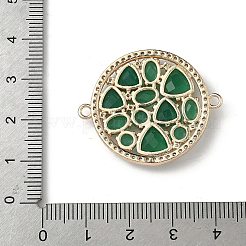 Messing Micro Pave klare Zirkonia und Glas flache runde Verbindungsstück Charms&nbsp;KK-I276-33G