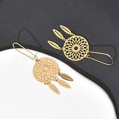 Boucles d'oreilles créoles plates et rondes en acier inoxydable 304&nbsp;EJEW-G453-01G