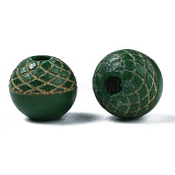 Bemalte Naturholzperlen&nbsp;WOOD-S057-072J
