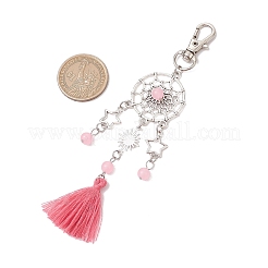 Pendentif décoratif en alliage et perles de jade malaisien naturel et teinté&nbsp;HJEW-JM02937-01