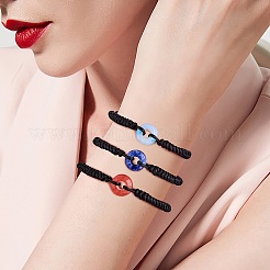 Pulsera de cuentas trenzadas de donut de jaspe rojo natural&nbsp;BJEW-SW00047-11